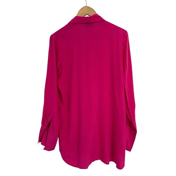 Linea By Louis Dell’olio Fuchsia Silk Tuxedo Tunic Length Jewels Button Small - Picture 2 of 5